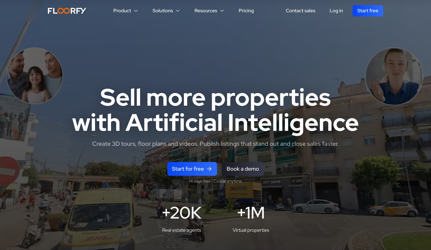 Floorfy’s website showing its virtual property tour and listing tools