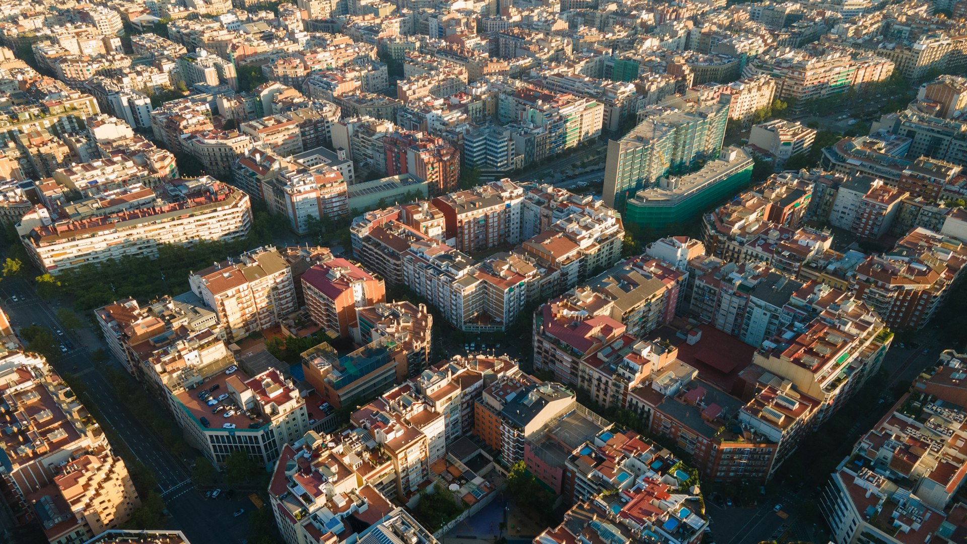 Apartment blocks and intersecting streets in Barcelona